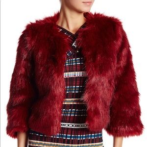 Jealous Tomato Red Faux Fur Jacket